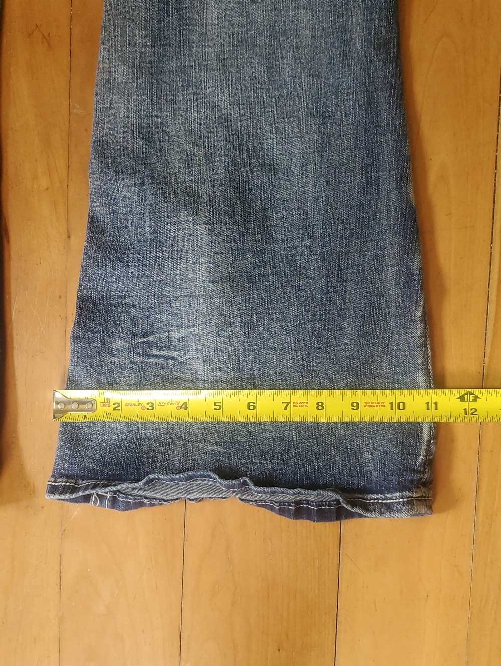 ROYALLUXE  Blue Flare Jeans - Classic Washed Denim EMBELISHED - Picture 10 of 11
